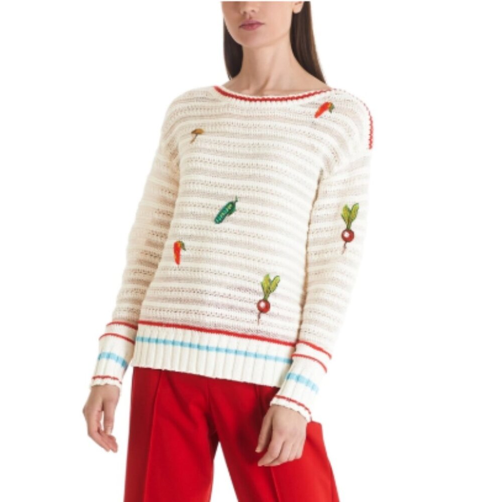 Marc Cain Knitted Sweater with Veggie Appliqué Women's Size 8 N3 NWT